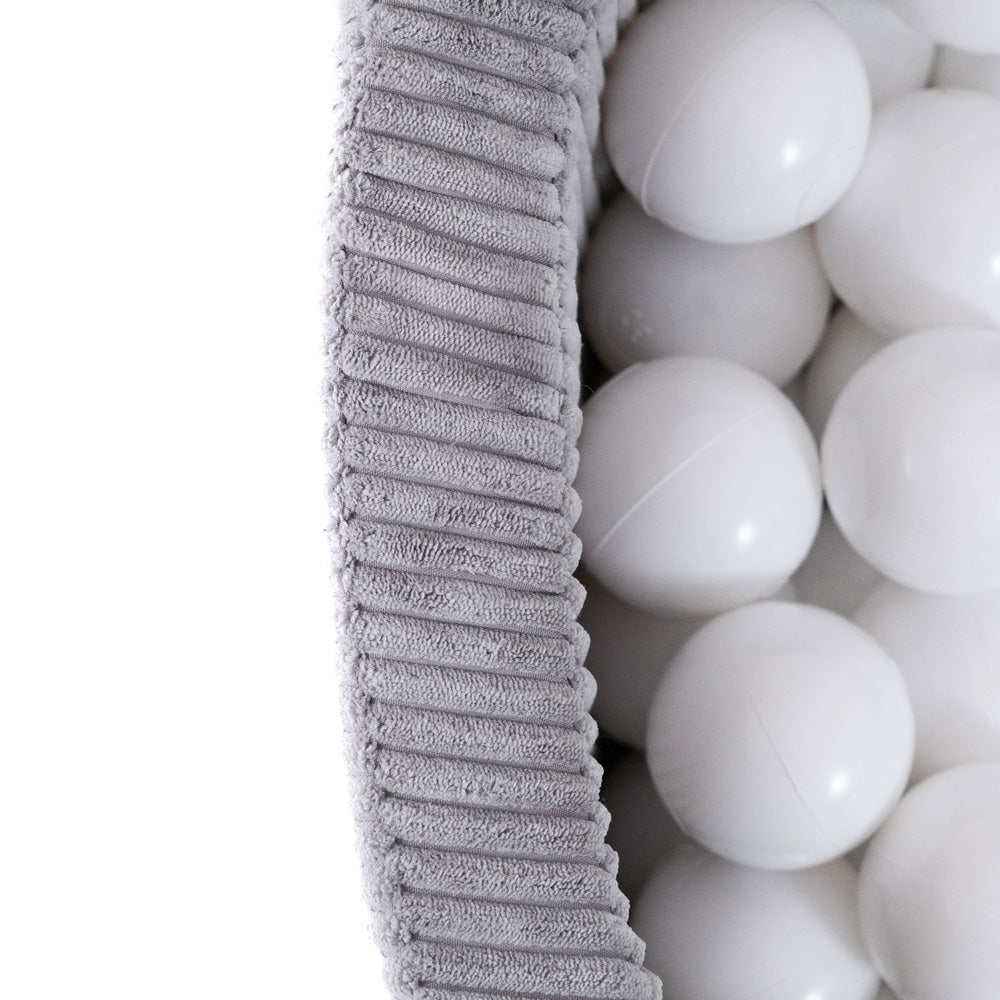 PLUSH NEST Sausas Baseinas Vaikams, Apvalus, Pilkas Velvetas – vaizdas 3