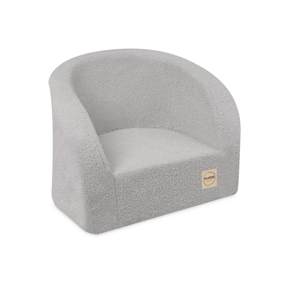 Pliušinis fotelis, Pilko Ėriuko Dizainas, su vaiku – vaizdas 6