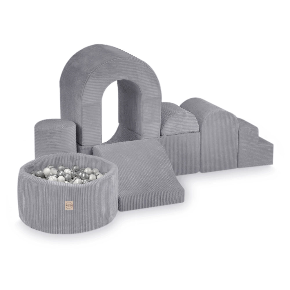 PLUSH NEST Prabangus Žaidimų Komplektas „Pilis“, pilkas kordas – pagrindinis vaizdas