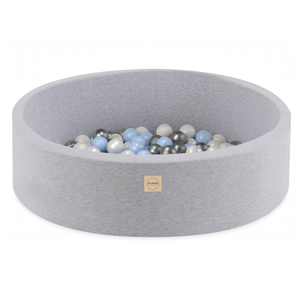 Prabangus medvilninis kamuoliukų baseinas PLUSH NEST, Šviesiai Pilkas, Ø90x30 cm – pagrindinis vaizdas