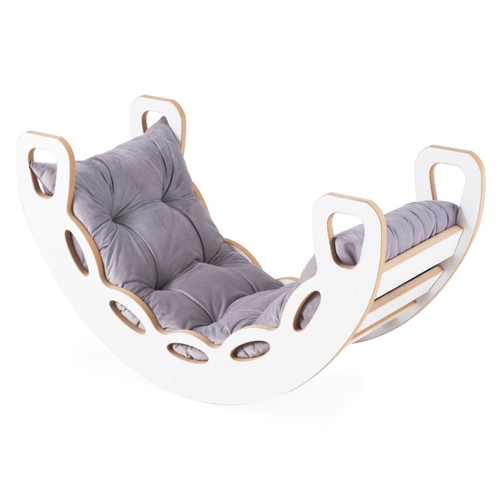PLUSH NEST 4in1 Medinis Rokeris Mažyliams, Balta/Pilka – vaizdas 2