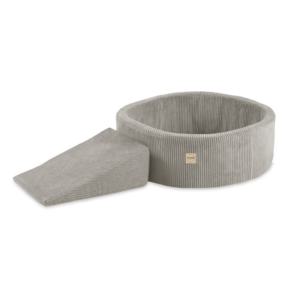 Premium Pliušinis Sausas Kamuoliukų Baseinas (90x30) + Trišalis Modulis, Smėlinis Veliūras – vaizdas 5