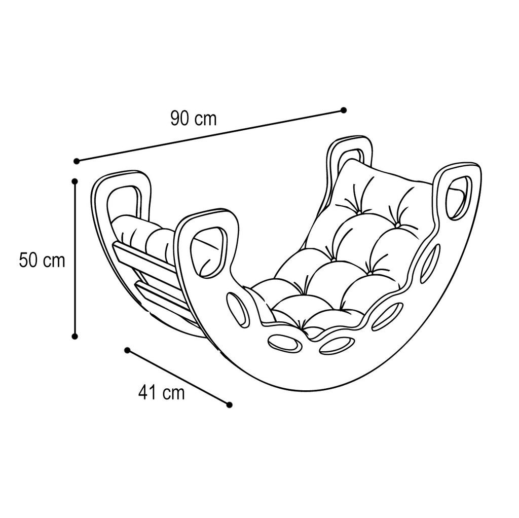 PLUSH NEST 4in1 medinis rokeris/sūpynės (Balta, Pilka pagalvė)
