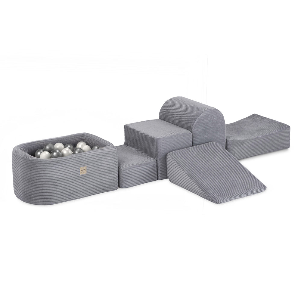 Premium Velveto Mini Žaidimų Aikštelė PLUSH NEST su Baseinu (5 elementai), Pilka – pagrindinis vaizdas