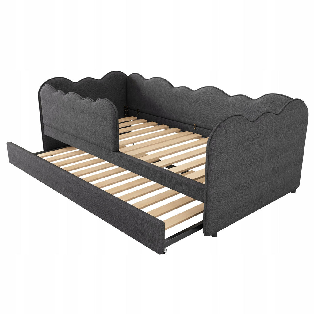 Vaikų ištraukiama sofa-lova 90x190 cm pilka – vaizdas 4