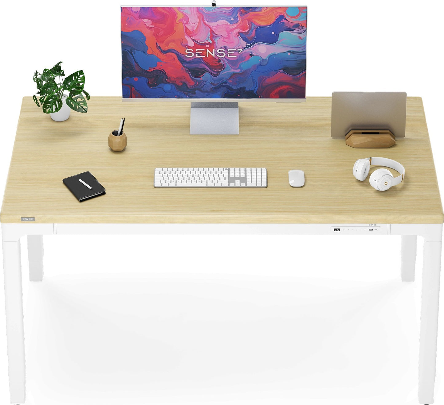 Elektrinis stalas su bambukiniu stalviršiu MANMA 160x80 cm – nuotrauka 22
