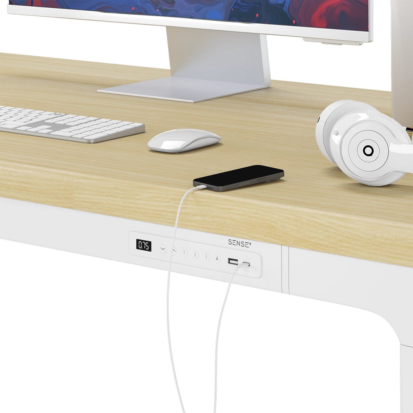 Elektrinis stalas su bambukiniu stalviršiu MANMA 160x80 cm – nuotrauka 23