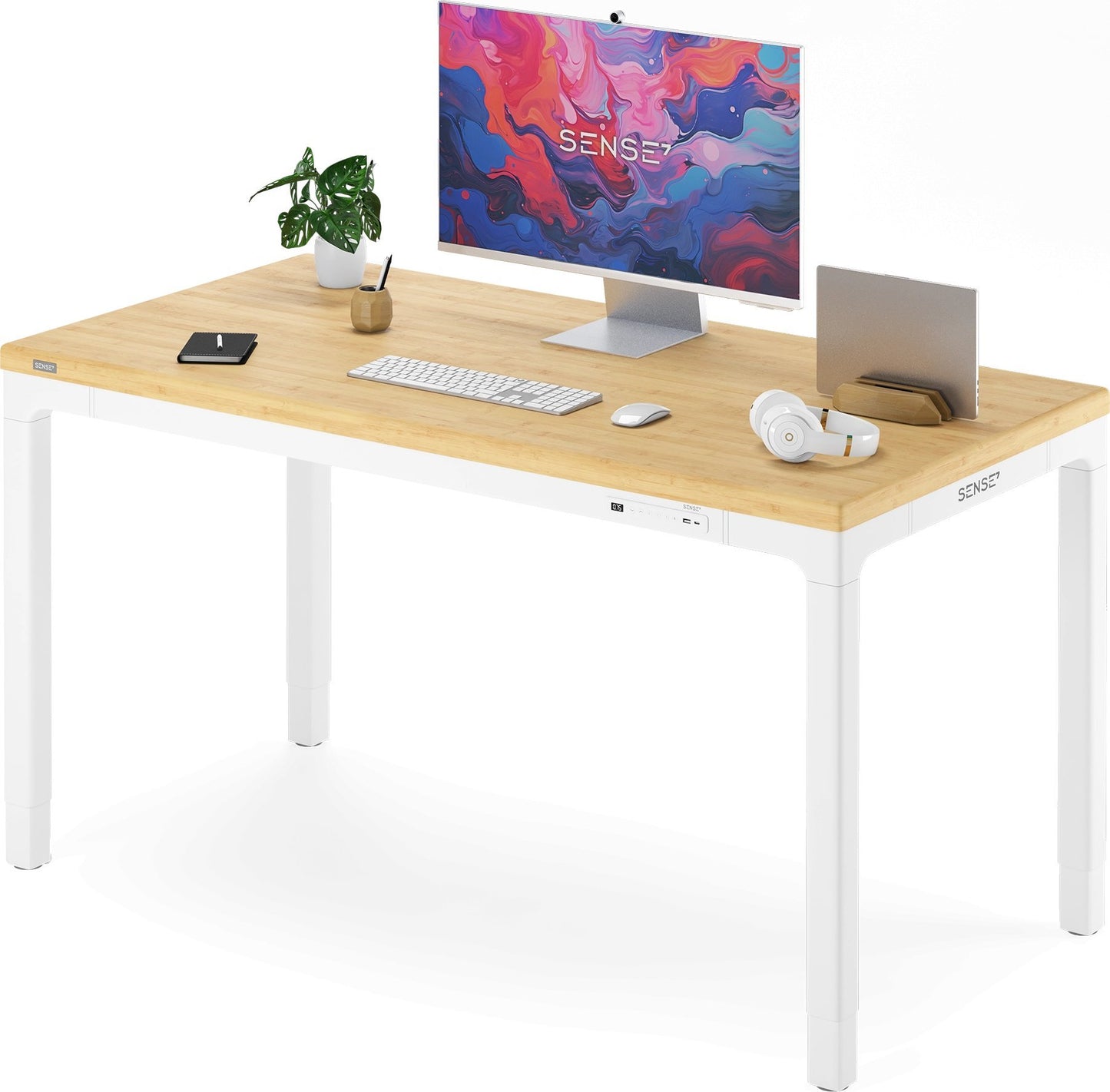 Elektrinis stalas su bambukiniu stalviršiu MANMA 160x80 cm – nuotrauka 2