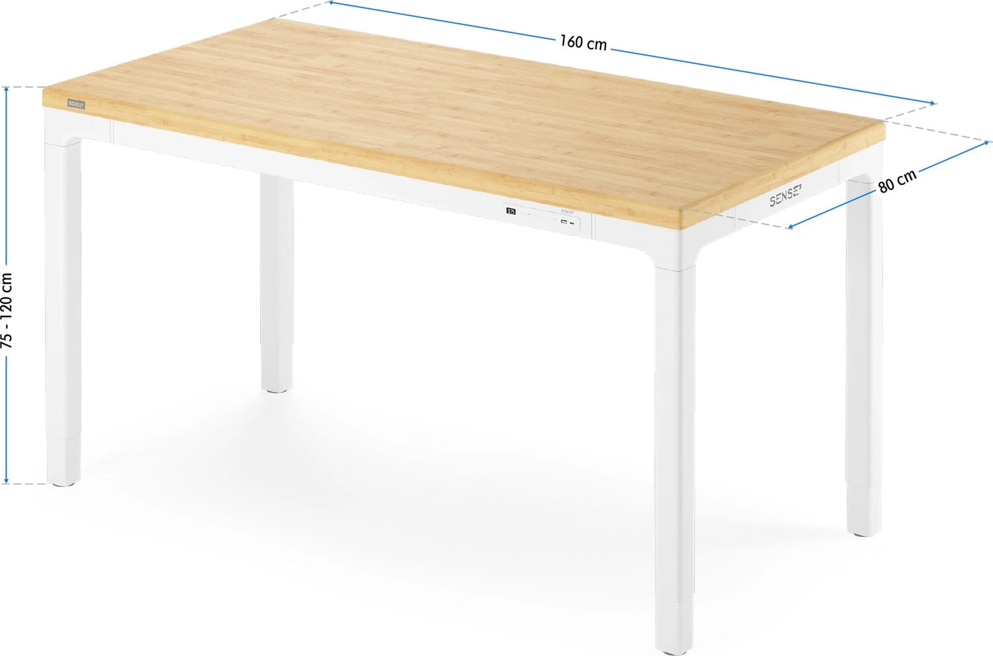 Elektrinis stalas su bambukiniu stalviršiu MANMA 160x80 cm – nuotrauka 6