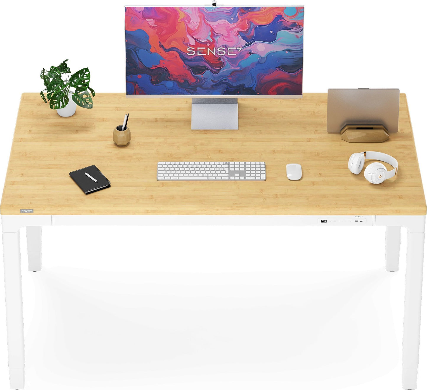Elektrinis stalas su bambukiniu stalviršiu MANMA 160x80 cm – nuotrauka 9