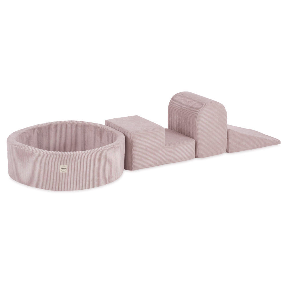 Rožinis PLUSH NEST žaidimų aikštelės komplektas, vaikas žaidžia – vaizdas 2