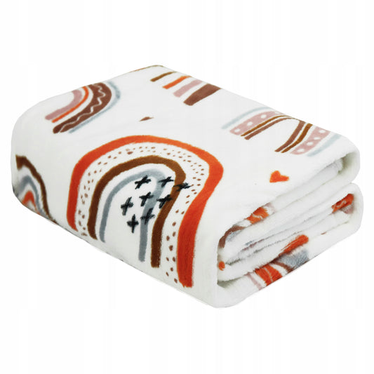 Minkštas šiltas vaikiškas pledas 130x170 cm, vaivorykštės raštas – pagrindinis vaizdas