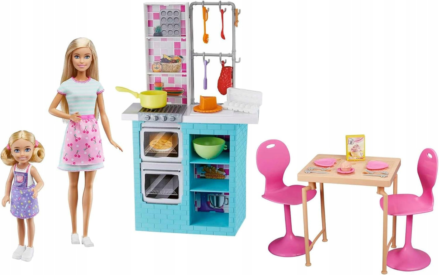 Barbie Kepimo rinkinys „Sisters Kitchen“ 2 lėlės su aksesuarais – vaizdas 2