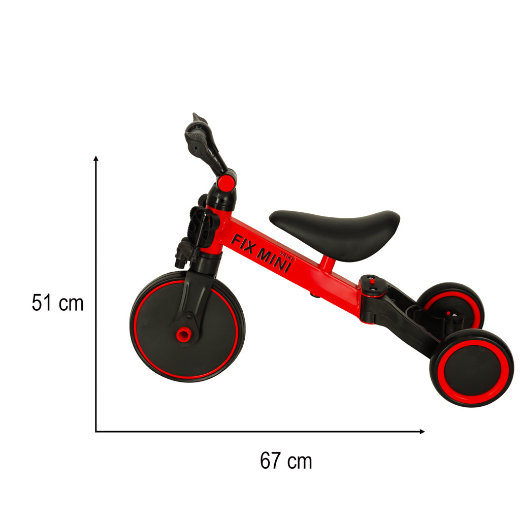 Balansinis dviratukas–triratukas Trike Fix Mini 3in1 su pedalais, raudonas