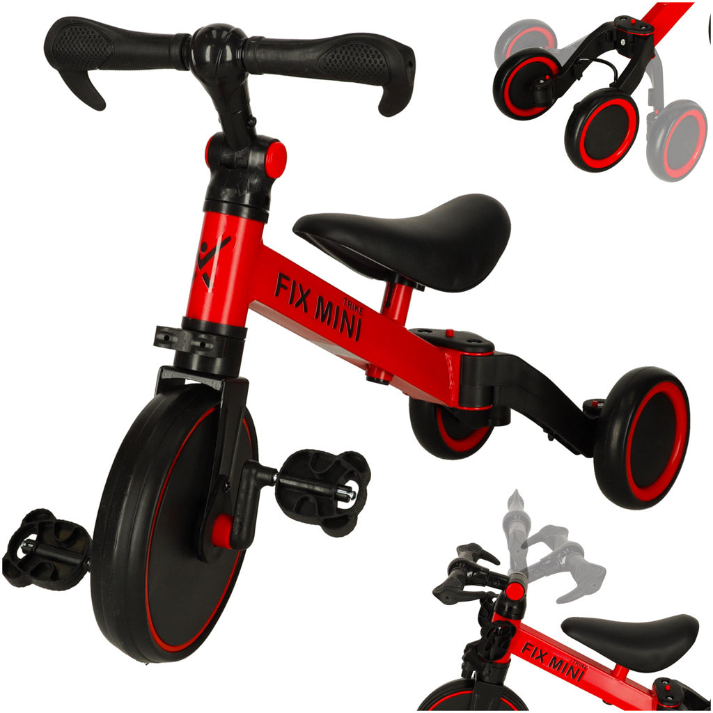 Balansinis dviratukas–triratukas Trike Fix Mini 3in1 su pedalais, raudonas