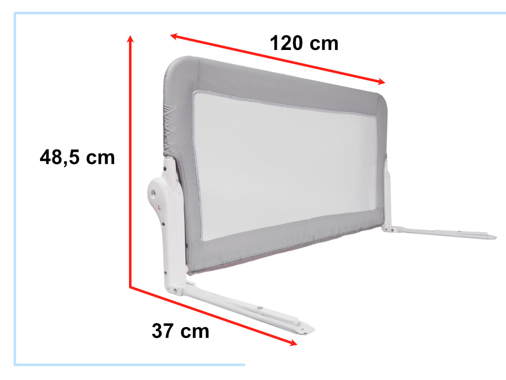 Apsauginė atlenkiama lovos tvorelė, 120 cm, pilka – vaizdas 3