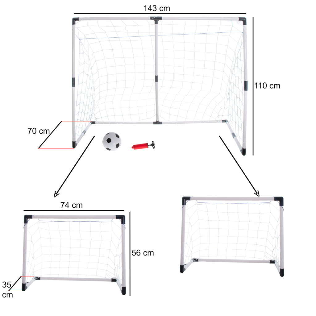 Vaikų futbolo vartai 2in1, 143x110x70cm