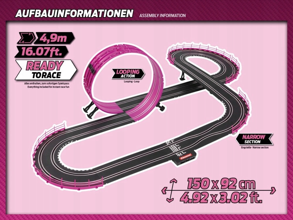 Carrera GO!!! - Girls Power Glamour Racing 49m Automobilių Trasa + 2 Automobiliai (Modelis 62579) - vaizdas 9