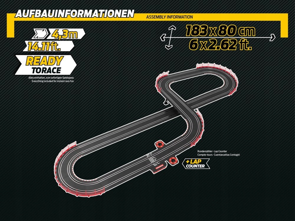 Carrera GO!!! - CHAMPION'S RACING Lenktynių Trasa 43 m + 2 Automobiliai (Modelis 62603) - vaizdas 6