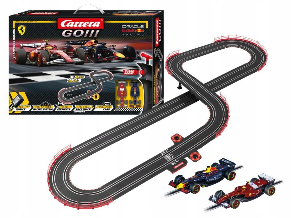 Carrera GO!!! - CHAMPION'S RACING Lenktynių Trasa 43 m + 2 Automobiliai (Modelis 62603) - vaizdas 2
