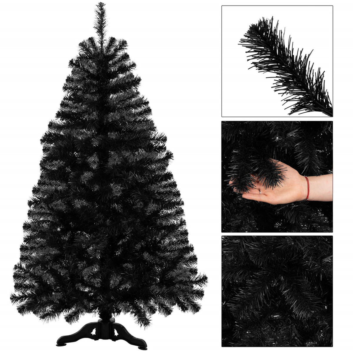 Dirbtinė Juoda Kalėdų Eglutė 150 cm, tanki su stovu, premium kokybė - pagrindinis vaizdas