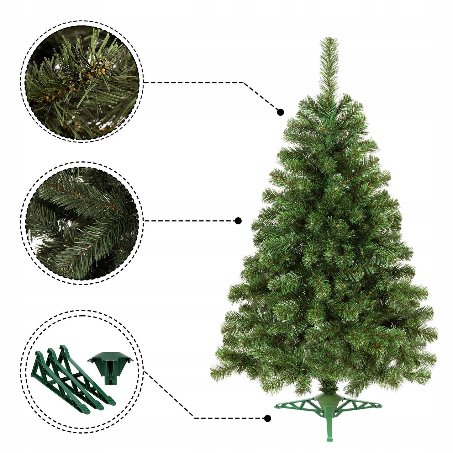 Dirbtinė eglė 150 cm, tanki, su stoveliu, žalia – vaizdas 9