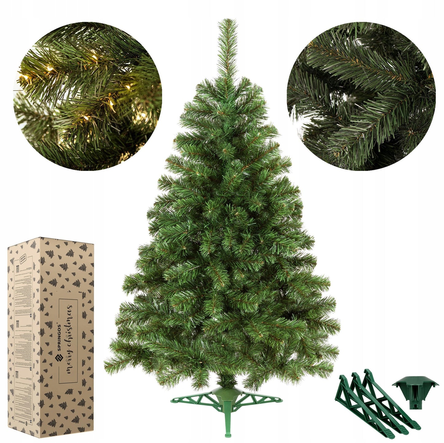 Dirbtinė eglė 150 cm, tanki, su stoveliu, žalia – vaizdas 3