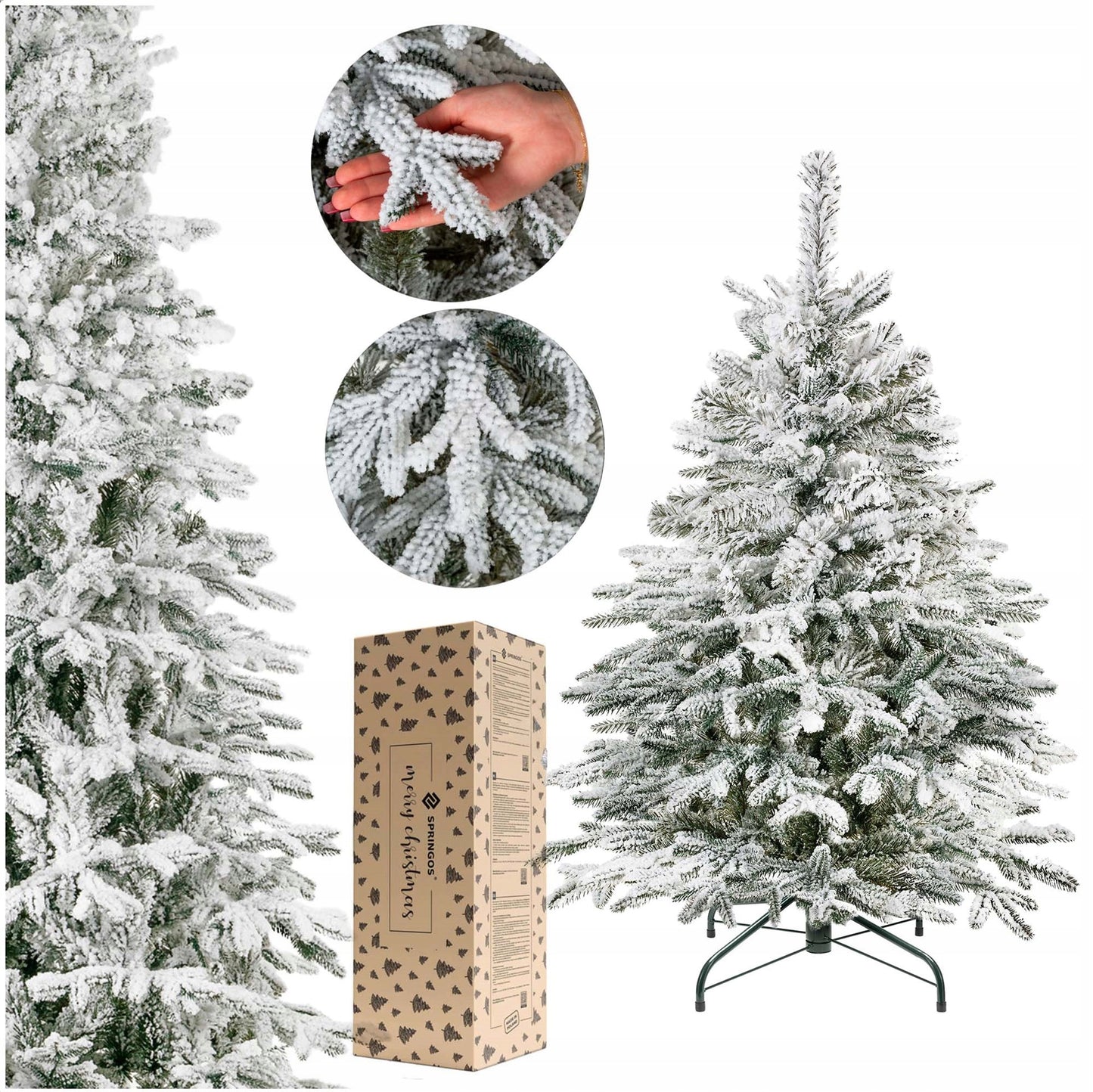 Dirbtinė Kalėdų eglutė 120 cm, tanki, su sniego efektu - vaizdas 3