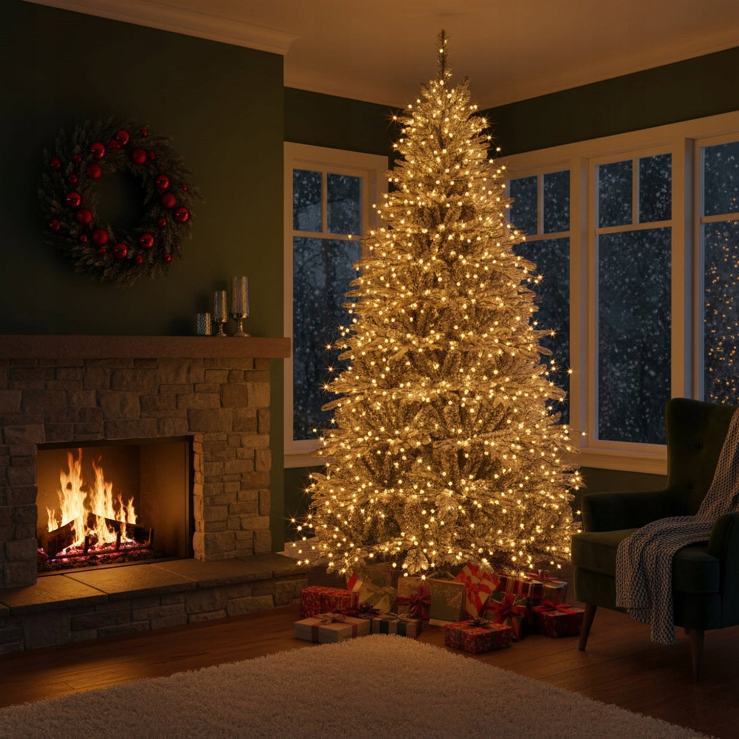 Dirbtinė Kalėdų eglutė „Premium“ 220 cm, tanki, su sniego efektu - vaizdas 10