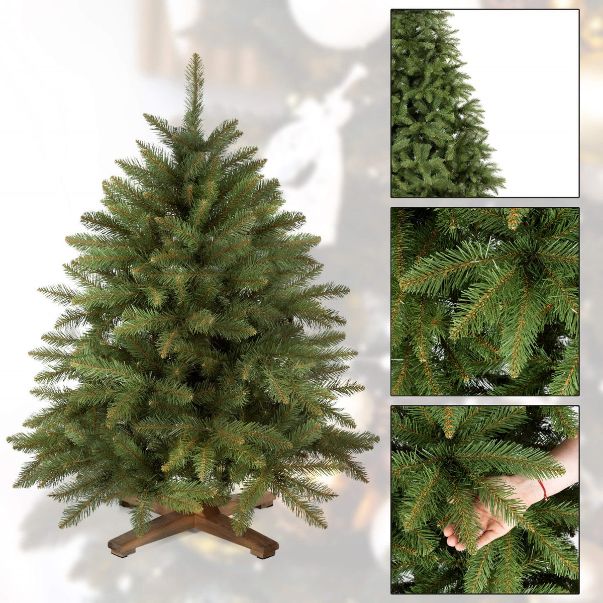 Dirbtinė eglutė Šiaurės Kaukazo eglė 120 cm, tanki ir natūraliai atrodo kaip gyva, PREMIUM klasės - vaizdas 6