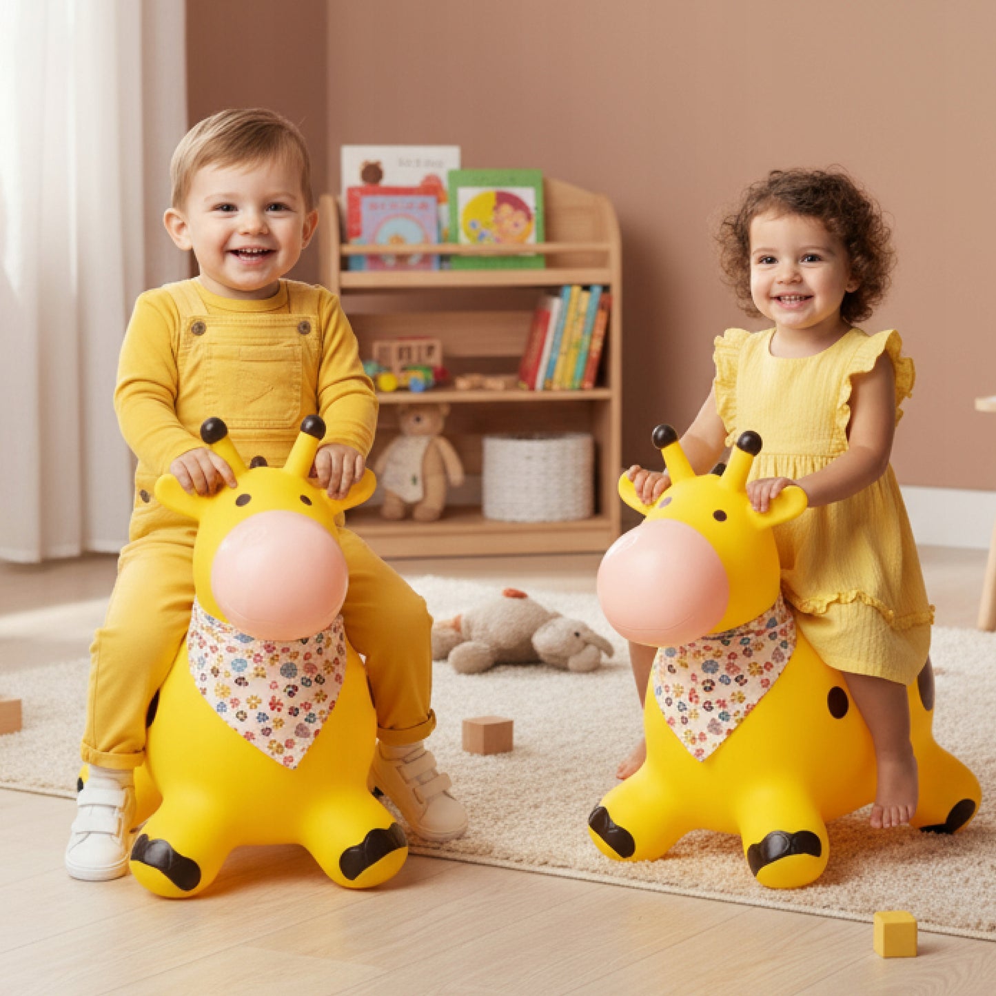 Guminis šokliukas Žirafa su bandana, geltonas, EAN kodas – vaizdas 4