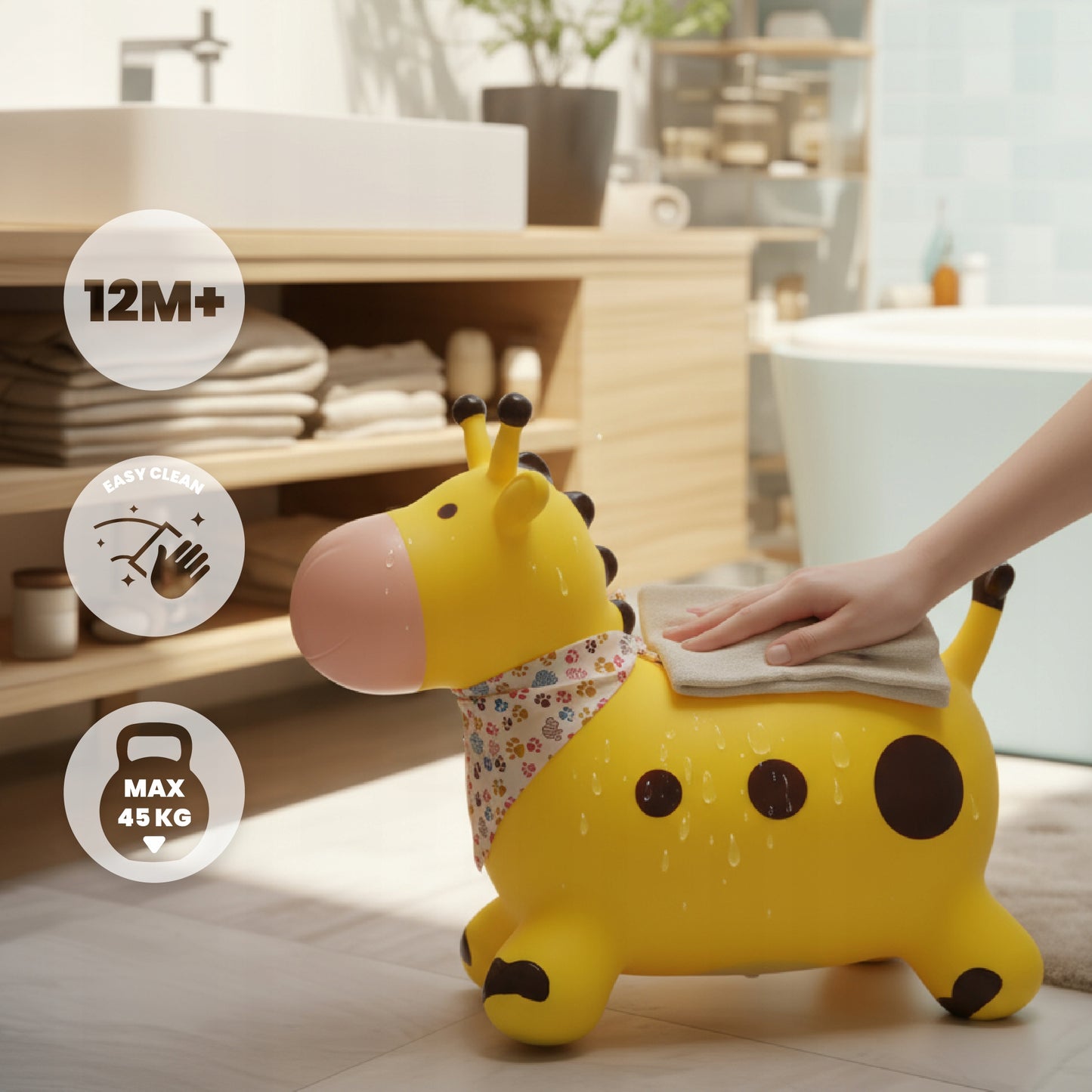 Guminis šokliukas Žirafa, geltonas, šokdynių tipas – vaizdas 6