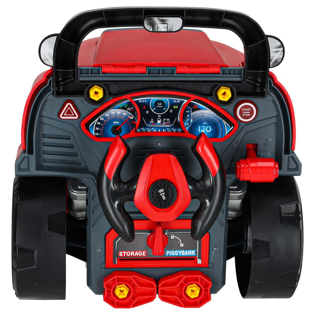 Sunkvežimis su išardomu varikliu, mechaniko rinkinys su šviesa ir garsu