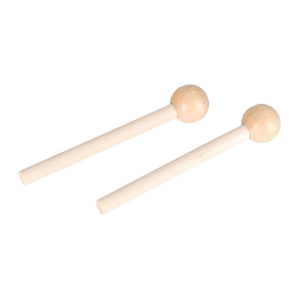 Mediniai vaikiški cimbolai su lazdelėmis, spalvotas muzikos instrumentas