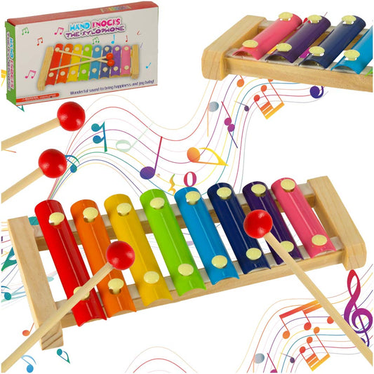 Mediniai spalvoti ugdomieji ksilofonai