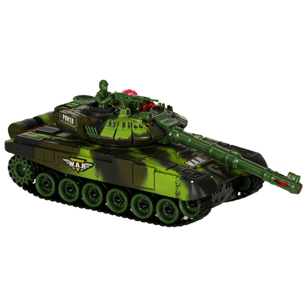 Radijo bangomis valdomas tankas RC War Tank 9993 2.4 GHz su miško kamufliažu