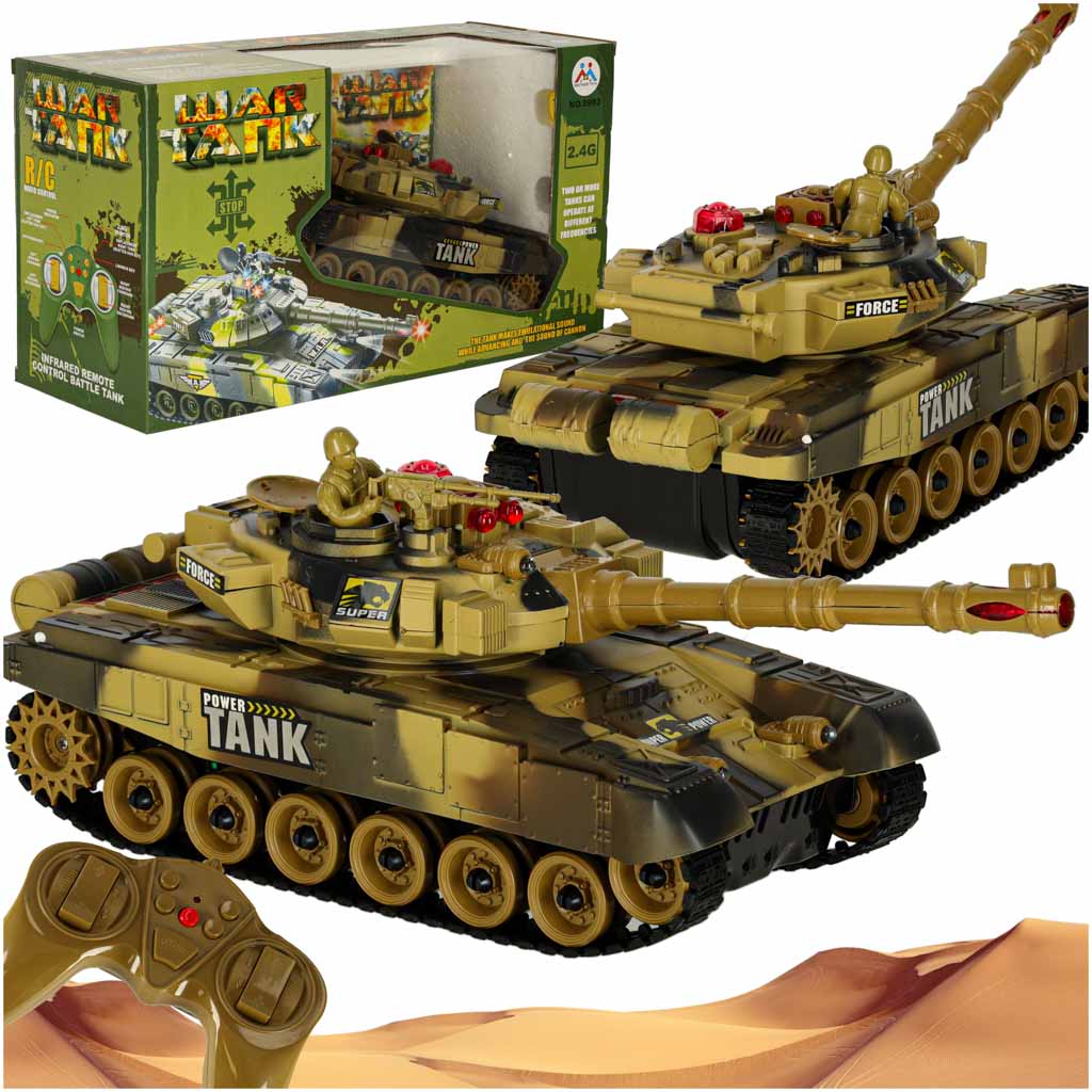 Nuotoliniu būdu valdomas tankas RC War Tank 9993 2.4 GHz, dykumos