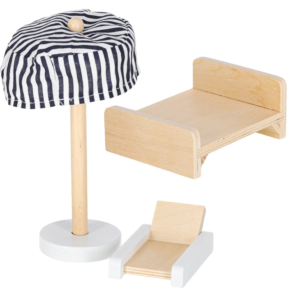 Medinis lėlių namelis su baldais, 78 cm, rožinis, su LED apšvietimu