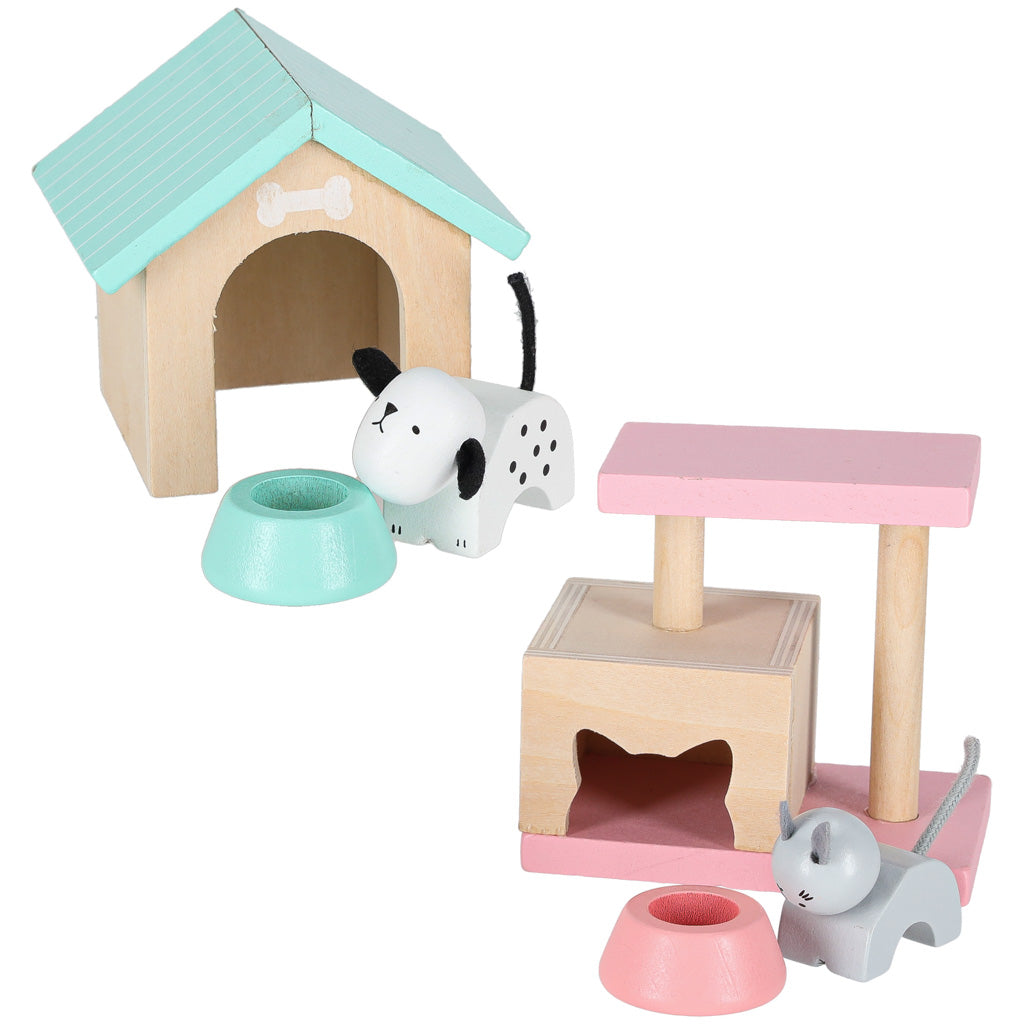 Namukas lagamine - viešbutis SPA gyvūnams su mediniais baldeliais ir figūrėlėmis