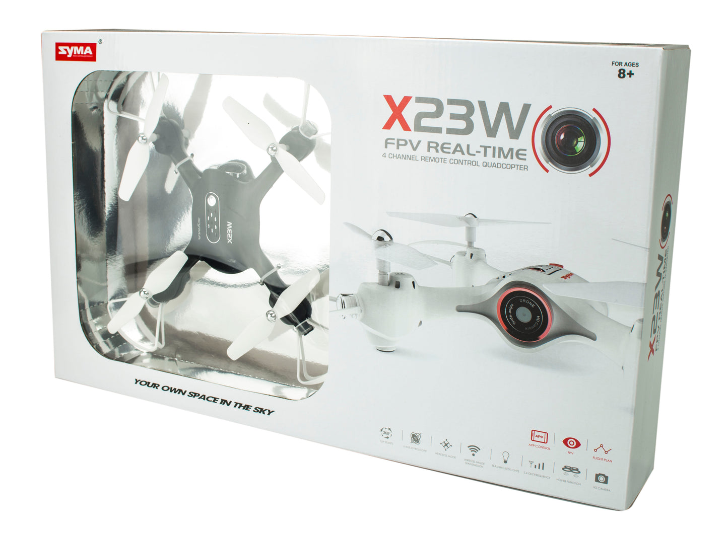 Syma X23W" 2.4GHz 4CH FPV Wi-Fi RC dronas juodas