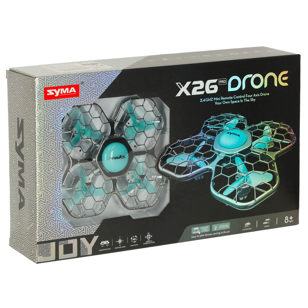 Syma X26PRO RC dronas su 2.4GHz ir Wi-Fi, juodas