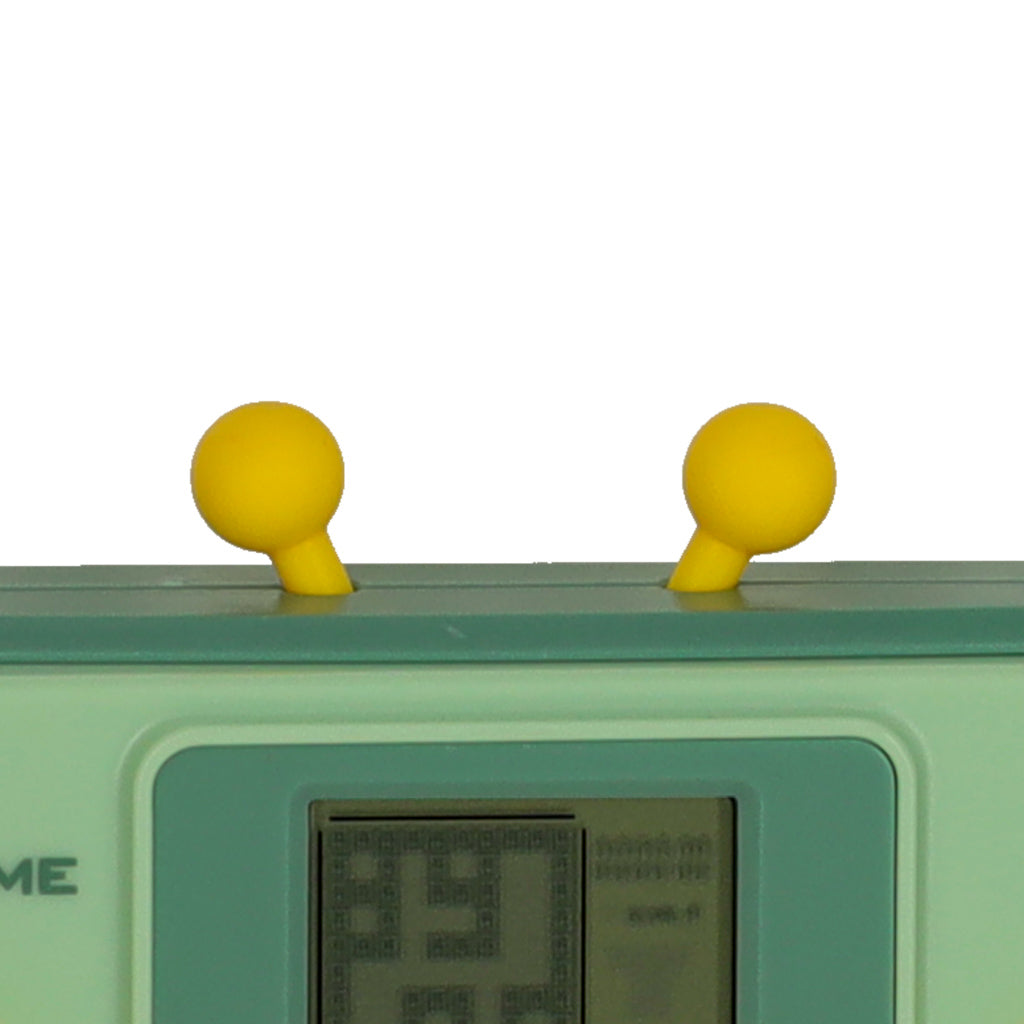 Nešiojama elektroninė arkadinių žaidimų konsolė, retro stiliaus, žalios spalvos