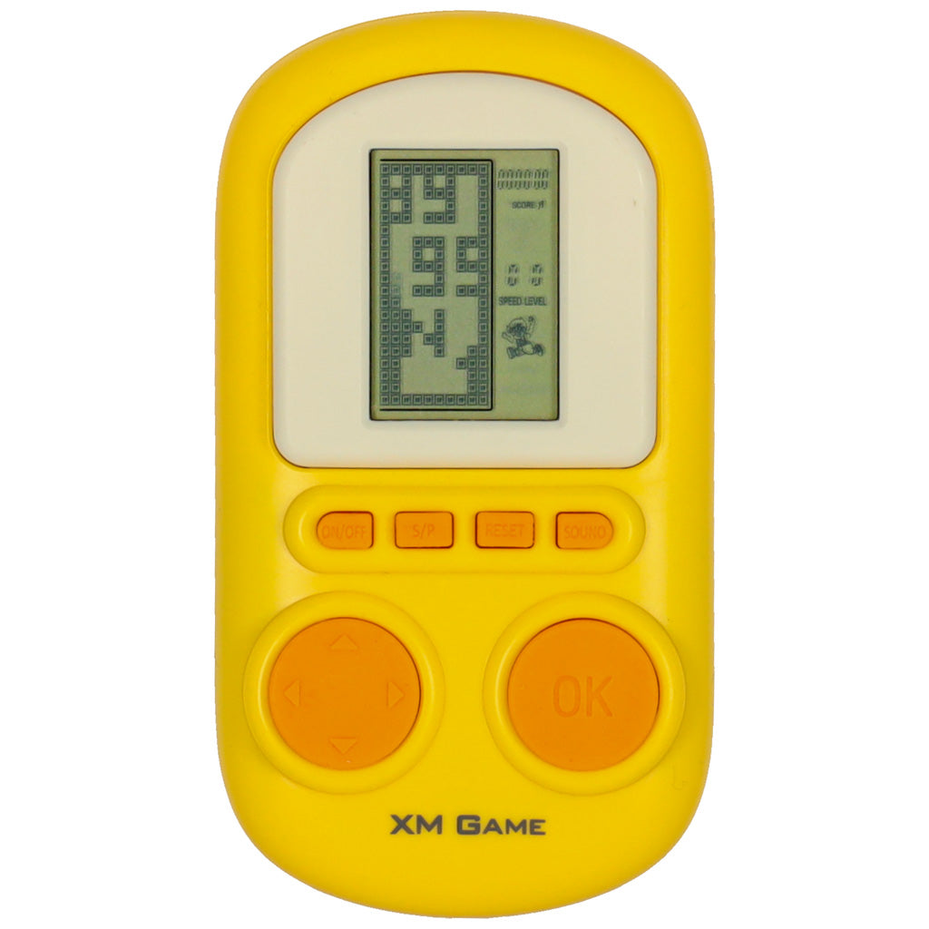 Geltonas nešiojamas kišeninis elektroninis arkadinis žaidimas