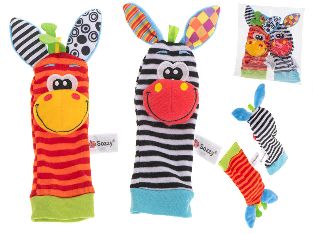 Barškučio tipo žaislinės kojinytės kūdikiams, 2 vnt.