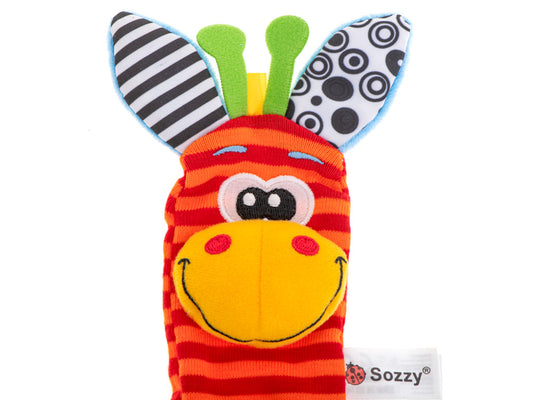 Barškučio tipo žaislinės kojinytės kūdikiams, 2 vnt.