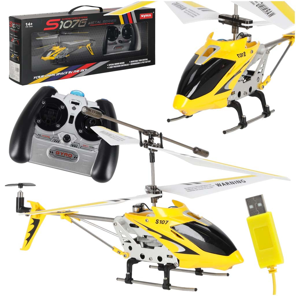Radijo bangomis valdomas sraigtasparnis Syma S107G Metal Series, geltonas