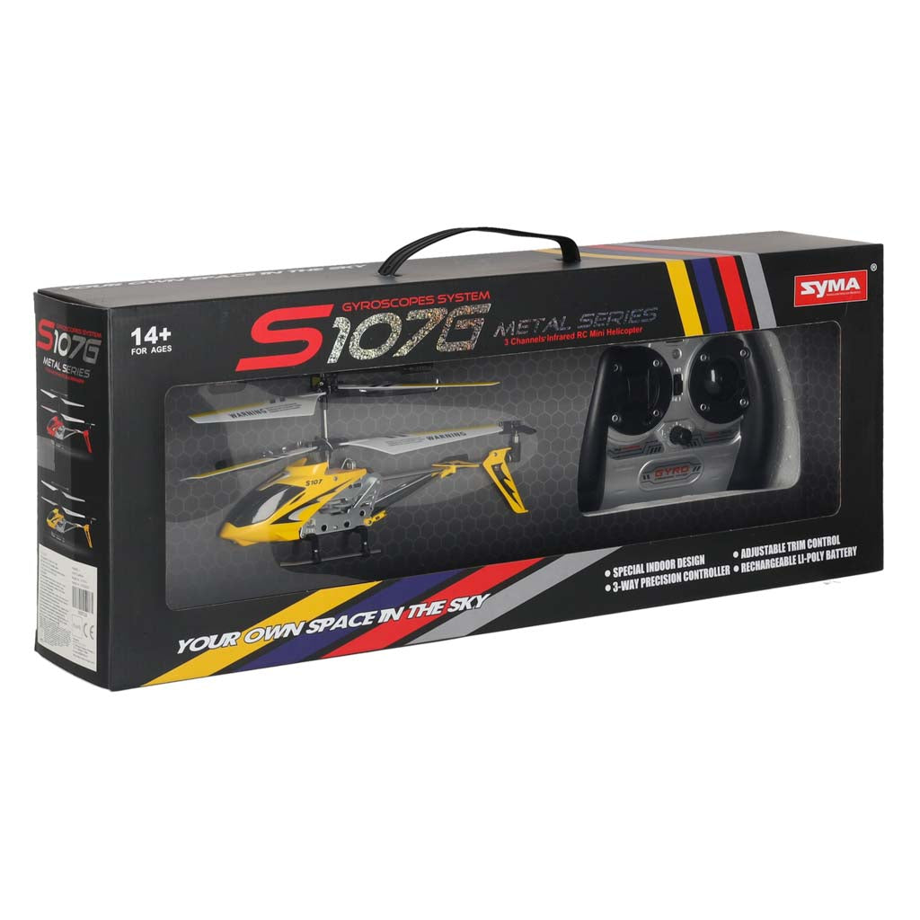 Radijo bangomis valdomas sraigtasparnis Syma S107G Metal Series, geltonas