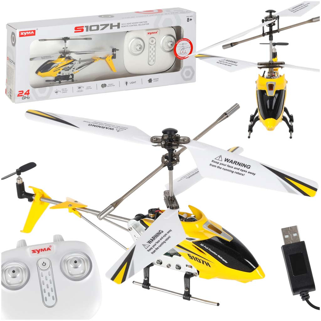 SYMA S107H 2.4GHz RTF nuotoliniu būdu valdomas RC sraigtasparnis, geltonas