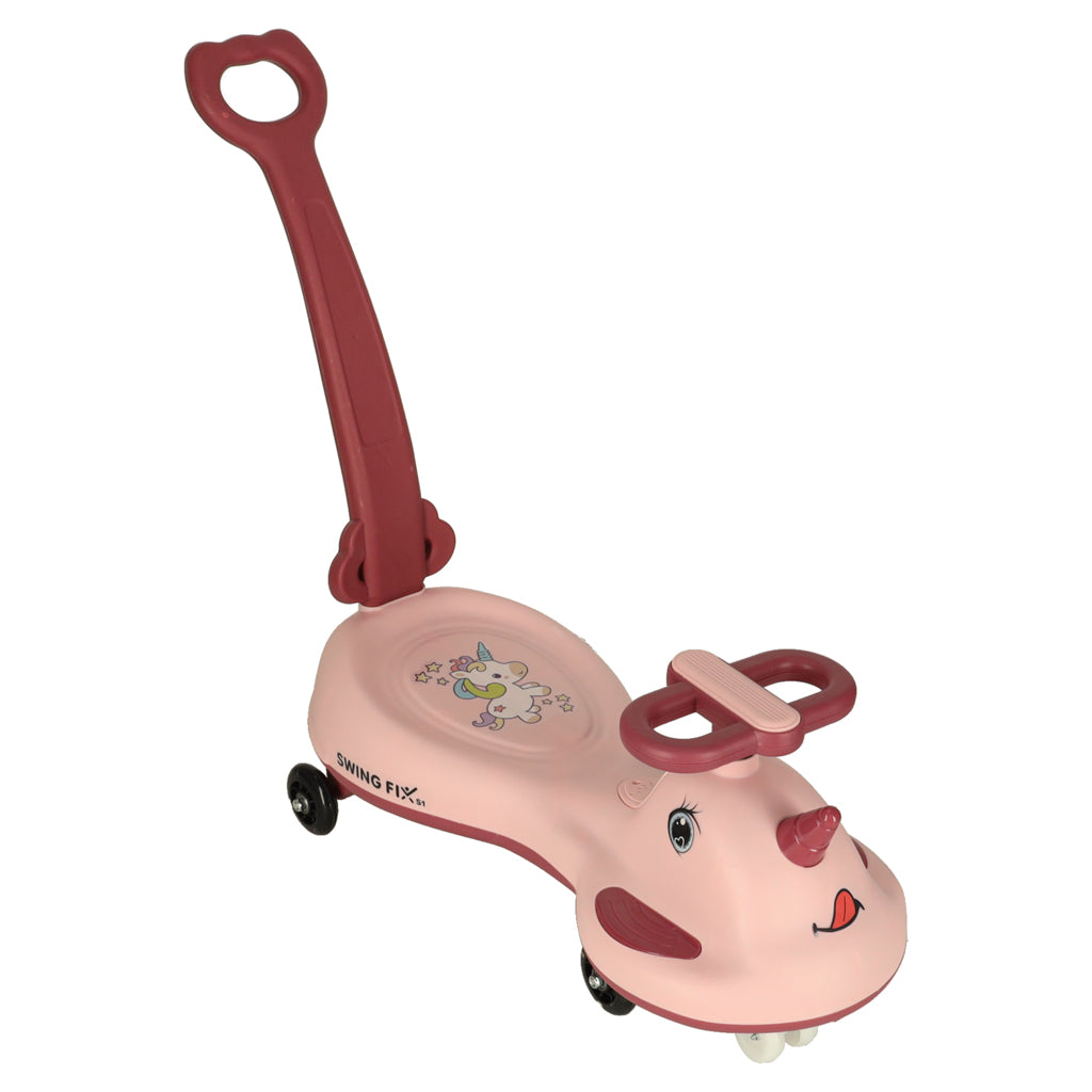 Gravitacinis paspirtukas LED Swing FIX S1 su rankena, rožinis, iki 65 kg