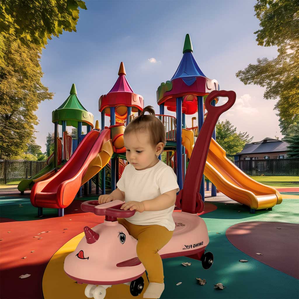 Gravitacinis paspirtukas LED Swing FIX S1 su rankena, rožinis, iki 65 kg